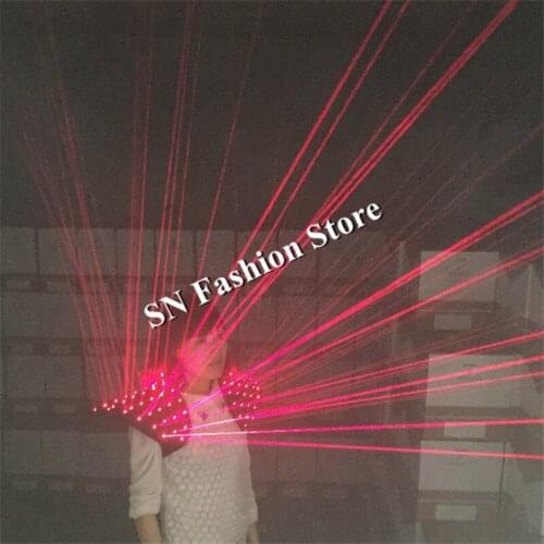 MD13 Red light ballroom dance laser costumes dj disco wears red laser suit singer laser vest laser shoulder stage costumes party