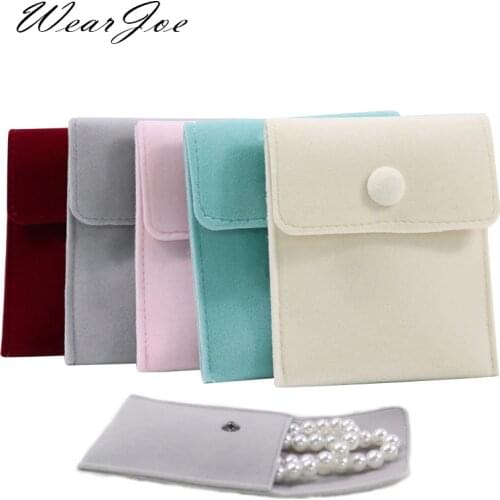 Gift Jewelry Packaging Bag with Snap Fastener Quality Velvet Jewellery Pendant Necklace Wrapping Earrings Ring Storage Pouches