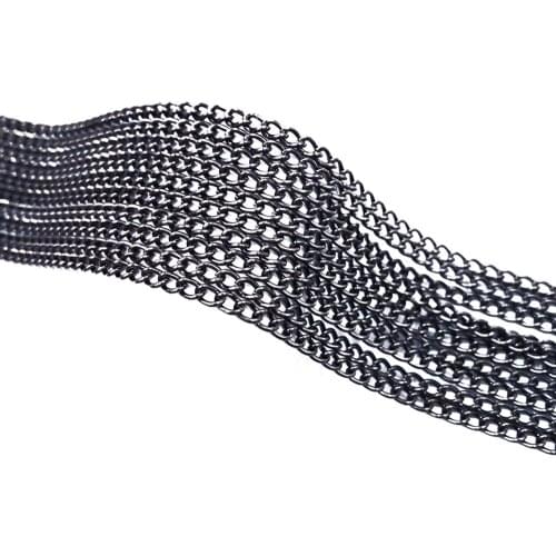 Gun Metal 100m 2x3mm 3x4mm Encryption Curb Chains Metal Link Chain Findings for Jewelry Making ECC-07