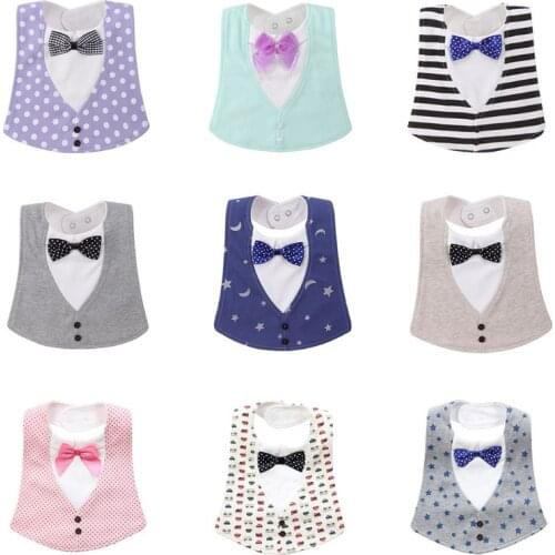 Fashion 4-layer Waterproof Baby Bibs 3D Bow Tie Shape Adjustable Snap Cotton Newborn Saliva Towel Bandana Burp Cloth Gifts