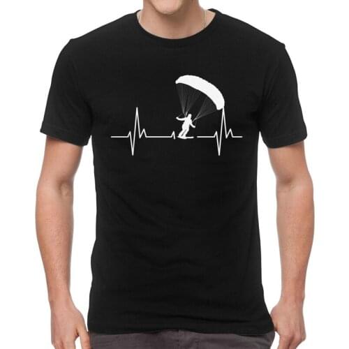 Male Speedgliding Heartbeat Paragliding Ski T-Shirt Fashion Paramotor Parachute Tshirt Short Sleeve Cool T Shirt Cotton Tee Gift