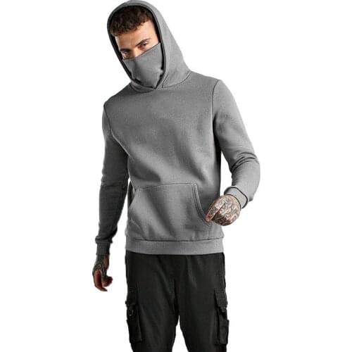 Mens Fashion Hoodie with Snood Casual Sweatshirts Warm Fleece Inside Street Style Pullover AW21 New Male Hoody