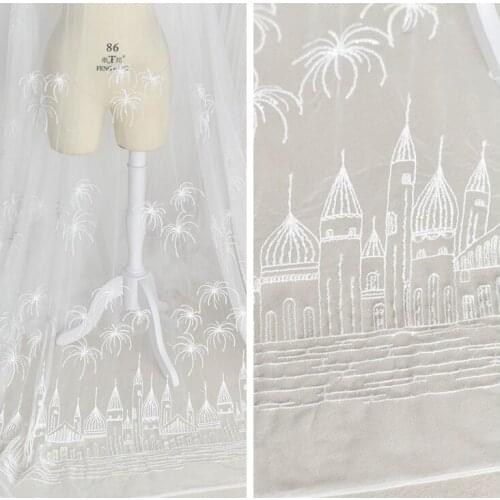 Small town fireworks beaded lace fabric fairy skirt mesh fabric wedding veil diy handmade clothing decoration material