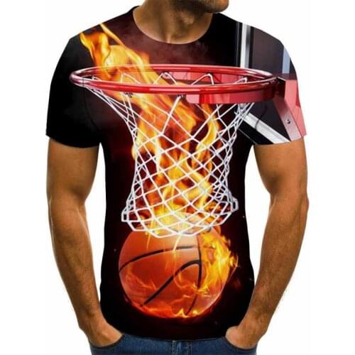 New Arrival Funny 3d T Shirt Summer Hipster Short Sleeve Tee Tops Men/Women flame Basketball men clothing tee shirt homme