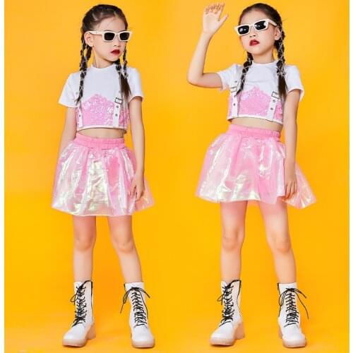 Ballroom Hip Hop Clothesjazz Pink Sequins Cheerleader Costumes Festival Clothing Jazz Performance Dancer Rave Outfit DQS7575