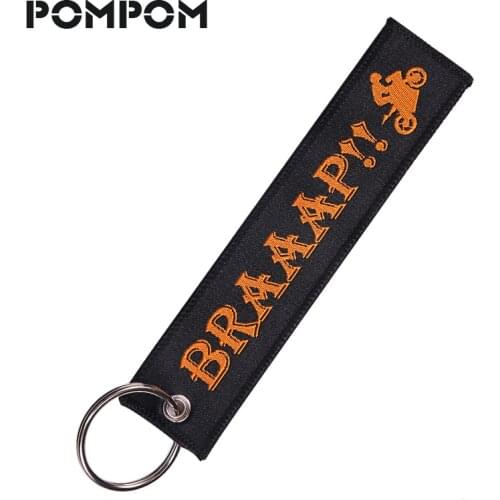 POMPOM BRAAAP Key Chains Aviation Gifts for friends woven jacquard Key Ring Special Luggage Tag OEM Keychain Fashion Jewelry
