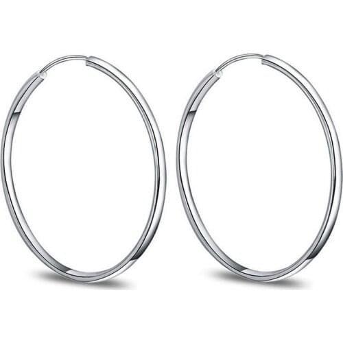 Simple Smooth Thin Hoop Earring for Women Classic Silver Plated ear Jewelry Girl Gift DropShipping