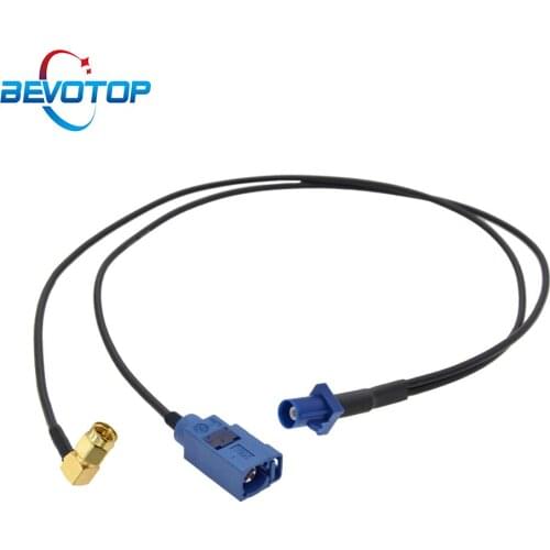 Blue Fakra C Male to 1xFakra C Female &1X SMA Male Right Angle Plug Y Type Splitter Cable Navigation GPS Antenna Extension Cord