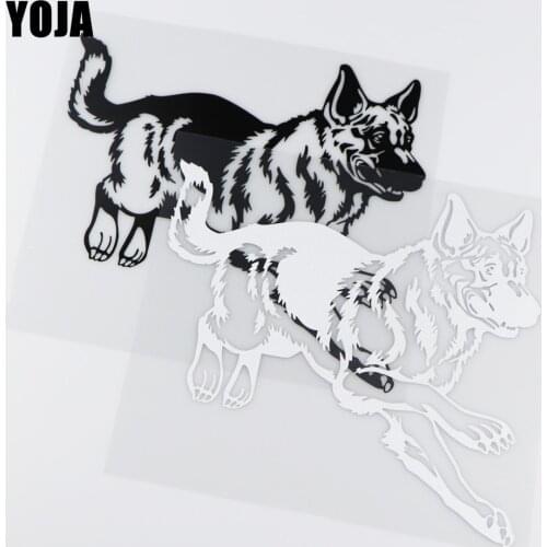 YOJA 19.8X18.7CM Funny Car Sticker Vinyl Decal Animal Pattern German Shepherd Dog On Board ZT2-0057