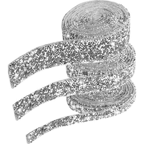 Crystal Arts Crafts Rhinestone Ribbon Self Adhesive Diamond DIY 3 Rolls Bling Ribbons Roll Decoration Sticker