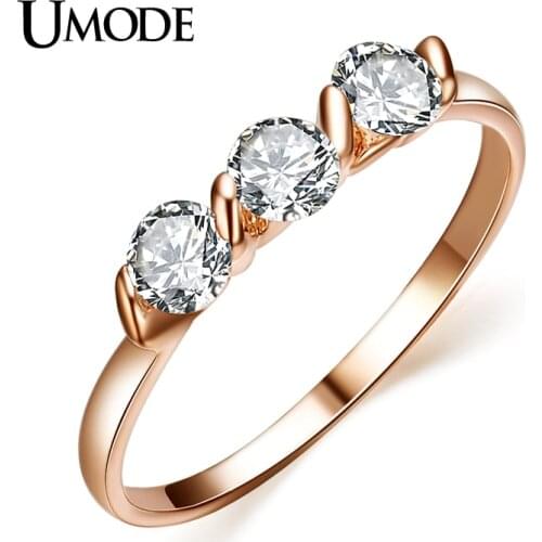 UMODE Rose Gold Color 0.25ct * 3 Pieces Zirconia aneis feminino anelli Ladies Jewellery Rings JR0063A