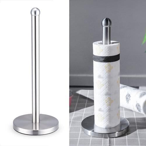 Nordic Style Vertical Roll Paper Rack Toilet Paper Towel Storage Rack Table Stainless Steel Paper Holder With Anti-skid Bottom