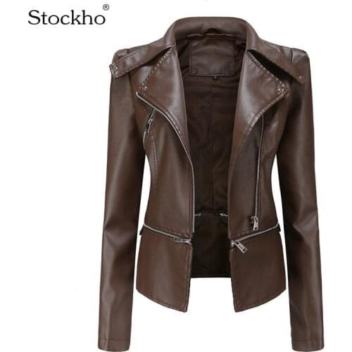 Womens PU Leather Jacket Spring and Autumn Short Slim Coat Fashionable Detachable Ultra Short Leather Jacket Cycling Jersey