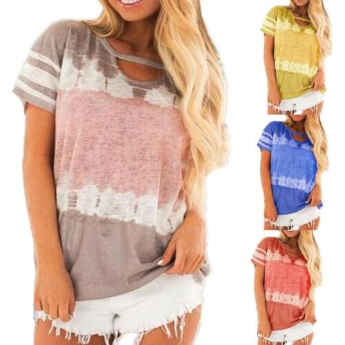 Women Loose Printed T-shirt Top Short Sleeve Summer Casual Top Loose Blouse_