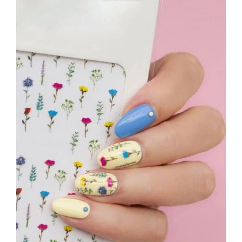 1pc Dried Flowers Nail Sticker Floral Flower 3D Adhesive Sticker HY161