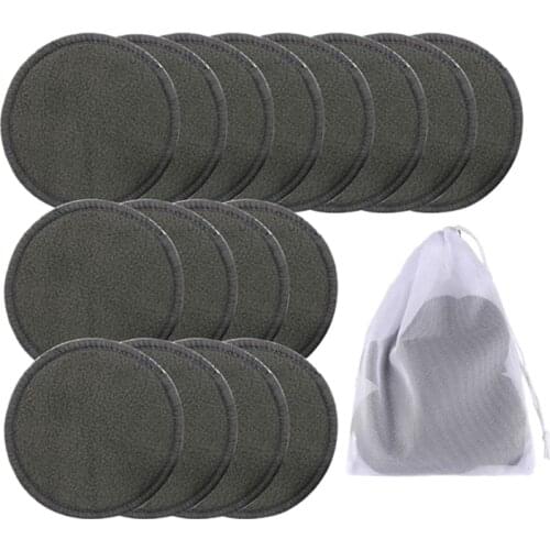 16Pcs Reusable Bamboo Cotton Make Up Remover Pads Washable Triple Layer Facial Skin Care Wipe Pads Cleaning Pad with Bag
