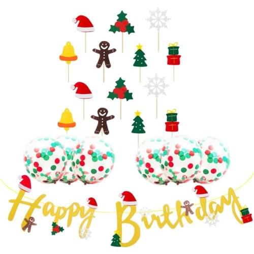 16x Christmas Happy Birthday Happy Birthday Party Decoration for Kids