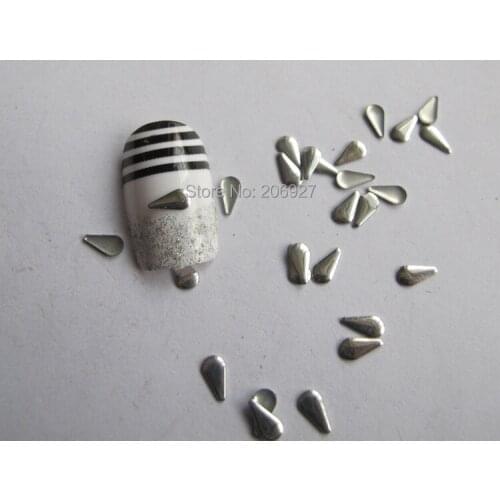 200pcs Cute S-106 3*6mm Nail Art Silver Drop Shape Metal Stud Nail Art Decoration