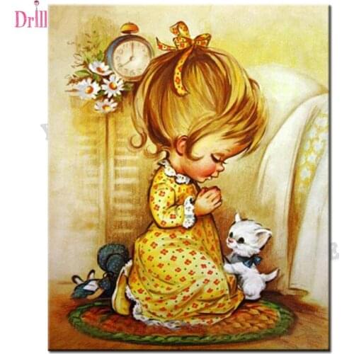 3D DIY full square Diamond Mosaic Cross Stitch Diamond Painting girl cartoon Diamond Embroidery picture home Decorative Stickers