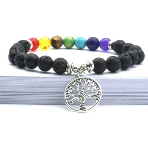 5 Styles Tree of Life Charms 8mm Howlite & Black & Lava Stone Beads DIY Arom Essential Oil Diffuser Bracelet Yoga Strand Jewelry