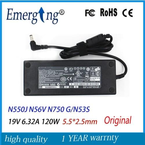 19V 6.32A 5.5*2.5mm 120W New AC Laptop Adapter For ASUS N550J N56V N750 G/N53S PA-1121-28
