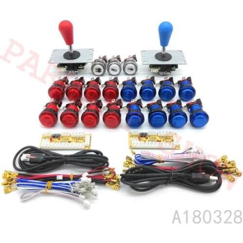 Arcade 5Pin Joystick DIY Kit Zero Delay Arcade DIY Kit 2 Players Keyboard USB Encoder To PC SANWA Joystick +LED Push Buttons
