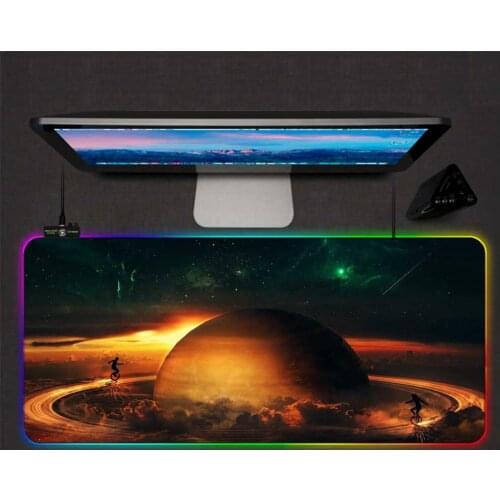 XGZ Starry Sky Large Mouse Pad on The Moon RGB Mouse Pad LED Color Backlight Computer Notebook Office Keyboard Carpet Desk Mat
