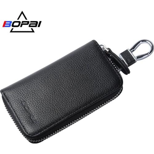 BOPAI brand new leather key case head layer leather key case high-end household keychain