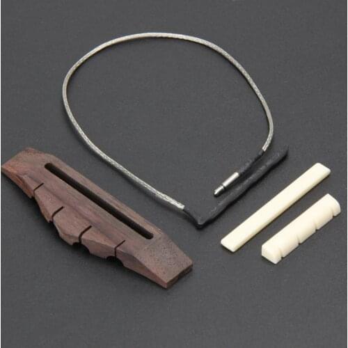 Ukulele Bridge Rosewood w/ Bridge Piezo Saddle Nut for 4 String Guitar Instrument Accessory