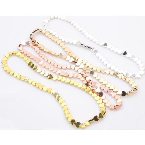 Wholesale 5x6mm Love Heart Gold Black Hematite Loose Spacer Beads for Jewelry Making Natural Stone Bead Diy Necklace Bracelet