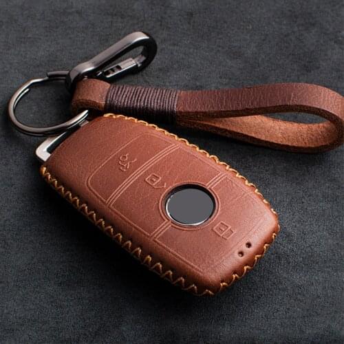 Genuine Leather Car Key Case Cover For Mercedes Benz 2018 A C S GLS Class W213 New E Class Key Shell Holder Key Cover