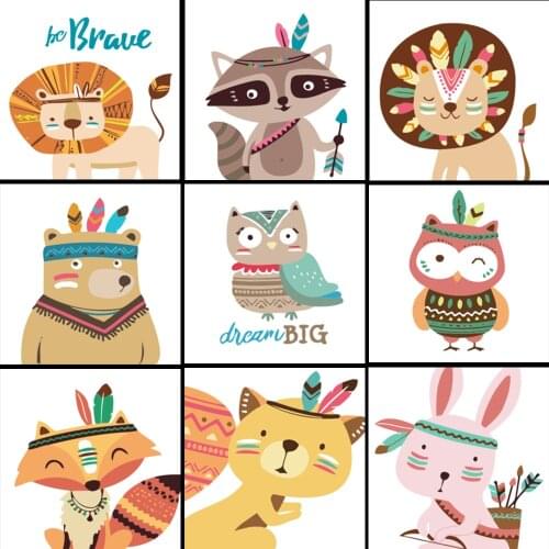 DIY Painting By Numbers Animal Cartoon Picture Coloring By Number Picture 20x20cm Kid Image Wall Art Children Gift Artwork Decor
