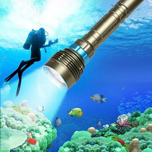 Diving For Flashlight Torch T6 18000LM Dive torch 100M Underwater Waterproof Tactical led Flashlights Lantern lamp