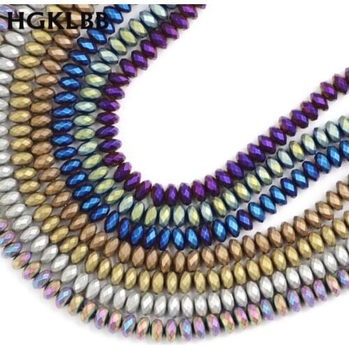 HGKLBB Matte Faceted Flat Round Hematite Natural Stone Spacer 3/4/6/8/10mm gold colors Loose beads Jewelry bracelets Making DIY