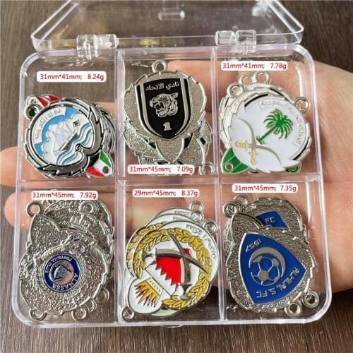 JunKang 24pcs Platinum Gold 6 Styles Football Club Tag DIY Bracelet Rosary Necklace Matching Jewelry Connector Making Discovery