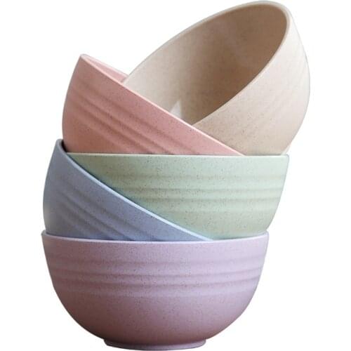 5pcs 12cm Wheat Straw Salad Bowls Unbreakable Mixing Bowls Reusable Dishwasher Microwave Safe Soup Bowls for Home Kitchen
