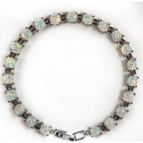 SZ0032 2016 Trendy Fire White Opal Gem Charm Bracelets For Women Silver Plated Bracelets & Bangles Fine Jewelry for Lady