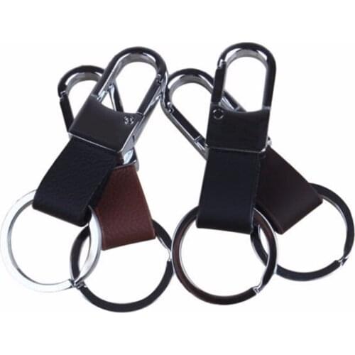 Korean Fashion Wholesale 1PCS New Brown Black Color Mens Faux Leather Strap Keyring Keychain Key Chain Ring Clip Holder