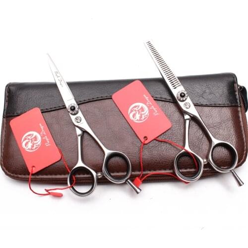 5.5" Purple Dragon 440C Black GEM Haircut Set Cutting Shears Thinning Scissors Hair Scissors Professional Barber Scissors Z9012