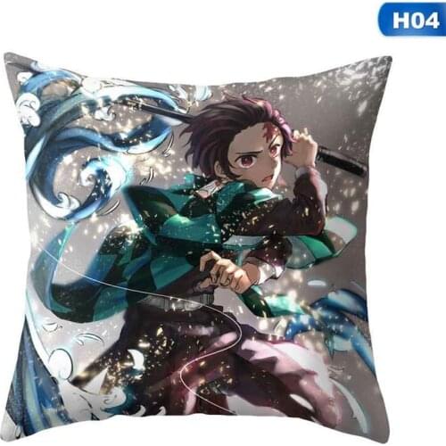 Demon Slayer Kimetsu No Yaiba Pillowcase Cushion Cover 45 X 45cm Demon Slayer Printed Pillow Cover Cushion Case for Sofa Bed