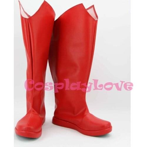 Newest Custom Made American Movie The Incredibles Bota PU Leather Red Cosplay Shoes Long Boots For Halloween