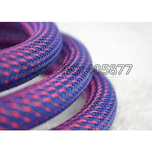 New 16MM Nylon Mesh Purple+Red Screen Braided Sleeving For DIY HIFI audio video cable wire