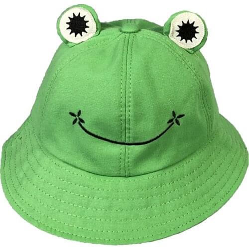 Parent-Kid Cartoon Frog Bucket Hat Panama Fishing Cap Cute Froggy Hat Outdoor Sun Fisherman Hat