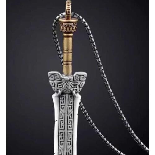 Personality creative new cold wind broken sword necklace pendant mens trend simple and versatile silver jewelry