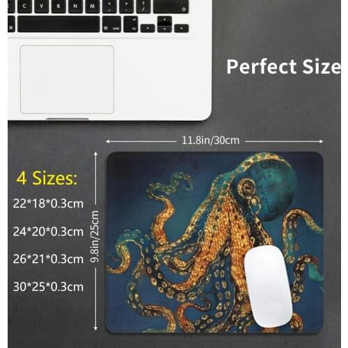 Underwater Dream Iv Mouse Pad DIY Print Cushion Water Octopus Dream Ocean Sea Blue Cobalt Navy Aqua Gold