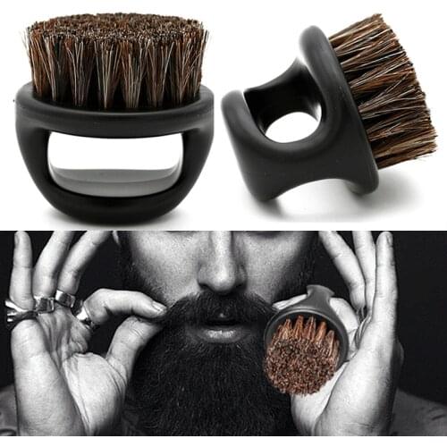 Ring Wild Boar Bristle Fur Shaving Brush Barber Facial Men Beard Cleaning Soft Razor Hair Comb Hairdresser Tools