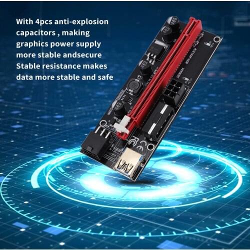 5/10pcs PCI-E pcie Riser 009 Express 1X 4x 8x 16x Extender PCI E USB Riser 009S Dual 6Pin Adapter Card SATA 15pin for BTC Miner