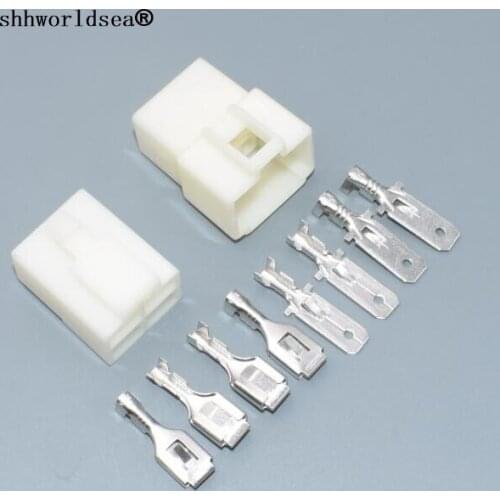 Shhworldsea 50SET 6.3mm 4Way/pin car Electrical automotive wire Connector Male Female socket plug terminal for Motorcycle car