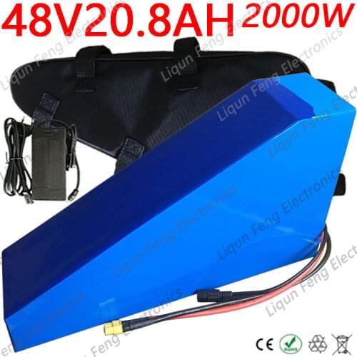 US EU AU No Tax 48V 20AH 2000W Electric Bike battery 48V 20AH Ebike Triangle Battery with free Bag 50A BMS 54.6V 2A Charger