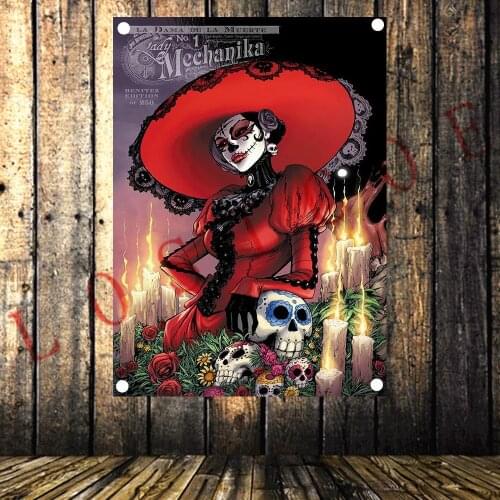 Heavy metal Rock Music Tattoo Band Banners Wall Flags Hanging Painting Tapestry Cloth Art Bar Cafe Hotel Theme Background Decor